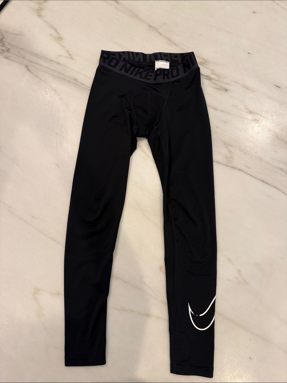 Nike Pro Black Kids Training Leggings with White Swoosh Size Large